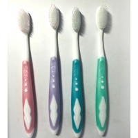 Hot Selling Rubber Handle Adult Toothbrush with Tongue Cleaner